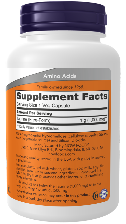 Taurine, Double Strength 1000 mg Veg Capsules