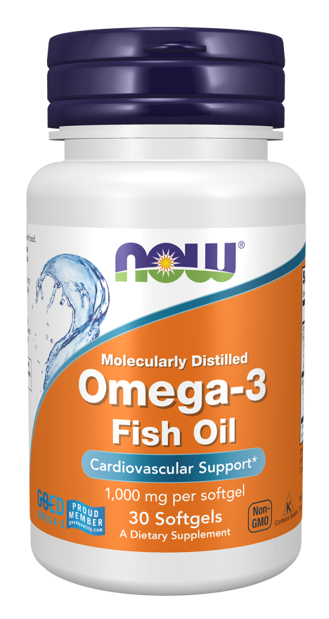 Omega-3 Fish Oil, Molecularly Distilled Softgels