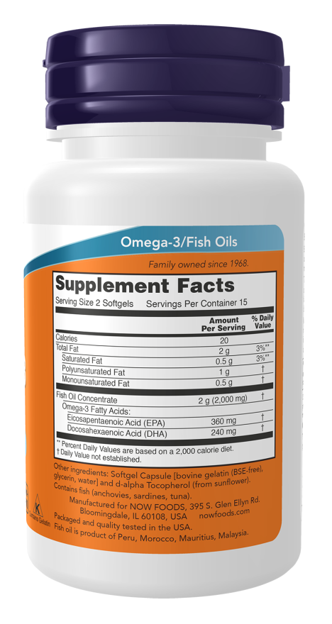 Omega-3 Fish Oil, Molecularly Distilled Softgels