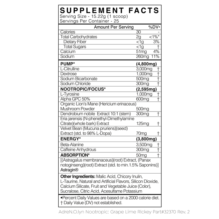 AdreNOlyn NOOTROPIC High Focus Pre-workout