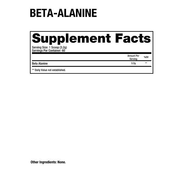 Dragon Pharma Beta Alanine supplement facts - Commonwealth Nutrition Pittsburgh PA
