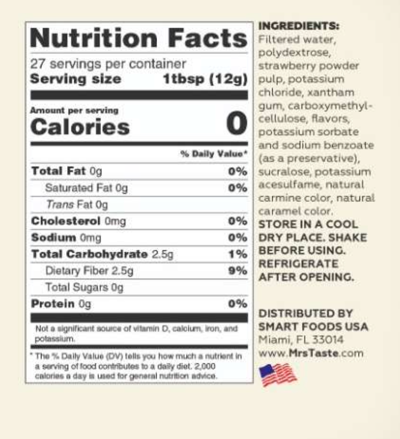 Mrs. Taste Zero Calorie Syrups