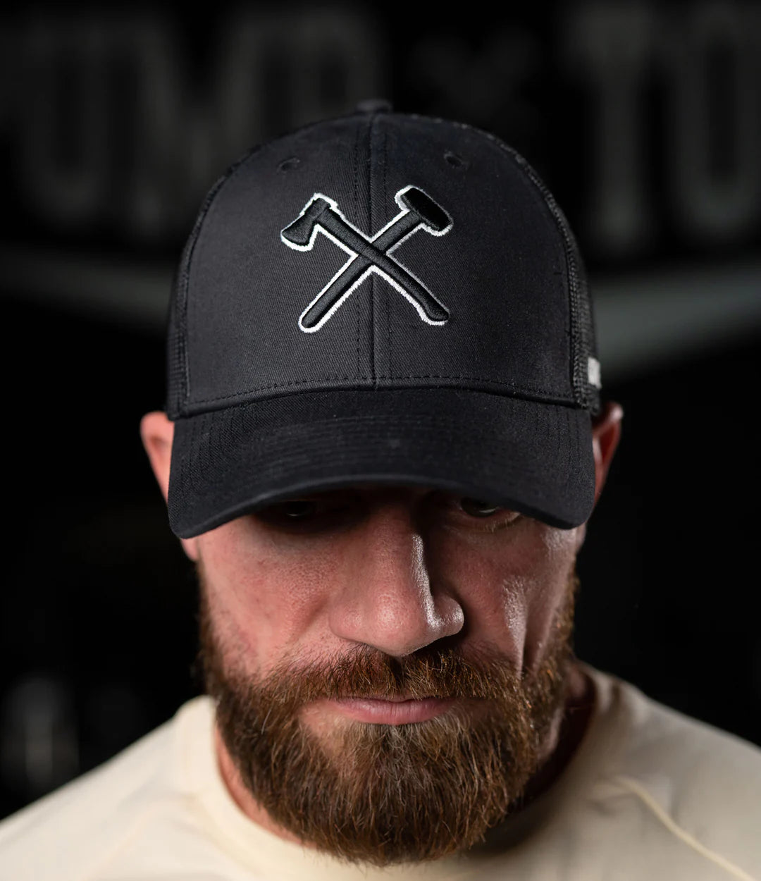 Axe & Sledge Supplements 3D Icon Hat front view showing embroidered logo and structured fit