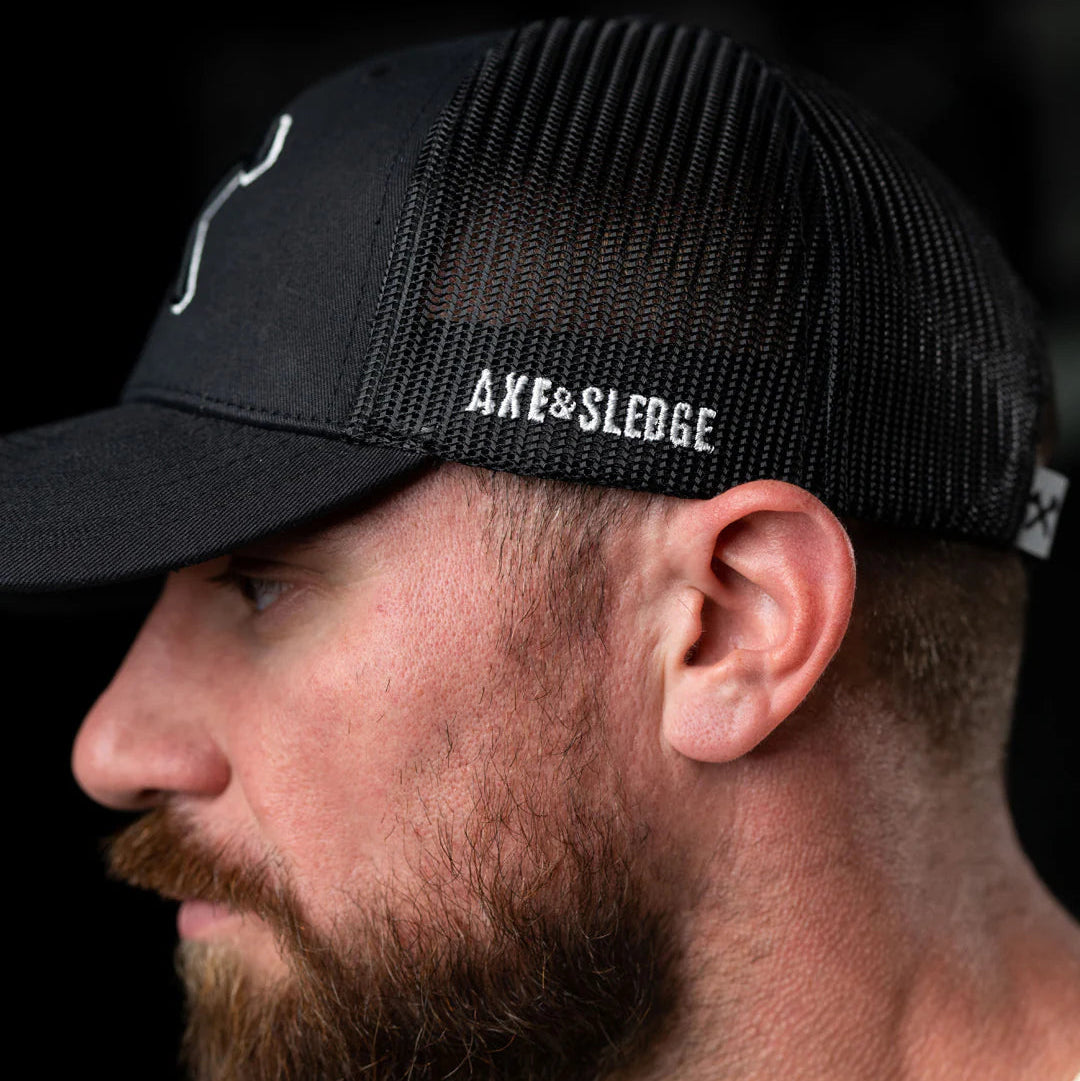 ide profile of Axe & Sledge Supplements 3D Icon Hat displaying curved brim and side panel construction