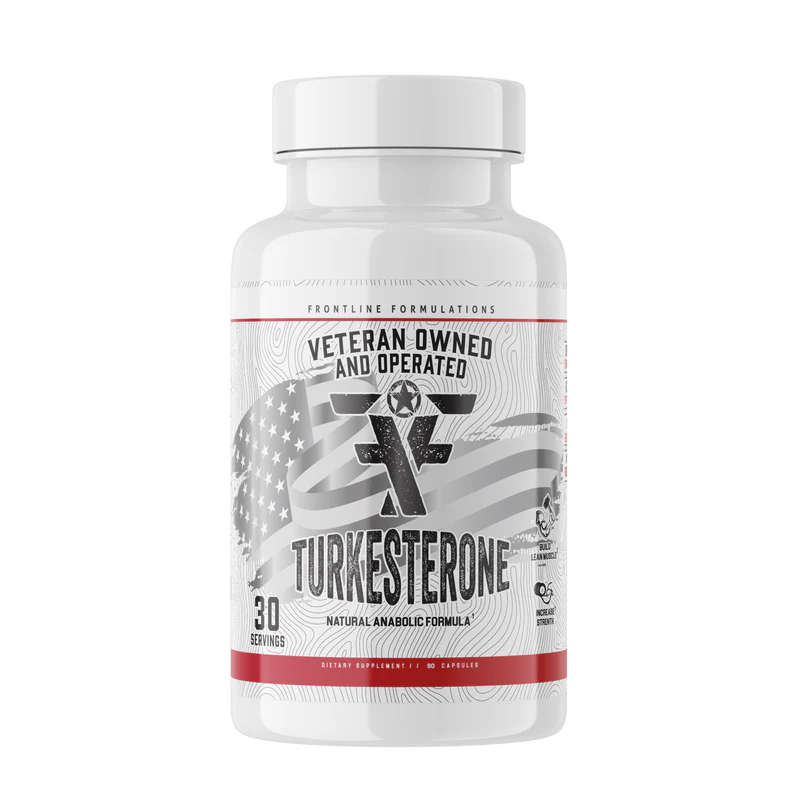 Frontline Formulations Turkesterone supplement bottle - natural muscle-building and fat-burning compound.