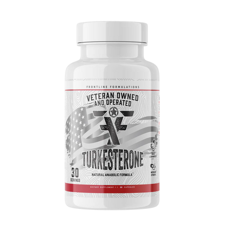 Frontline Formulations Turkesterone supplement bottle - natural muscle-building and fat-burning compound.