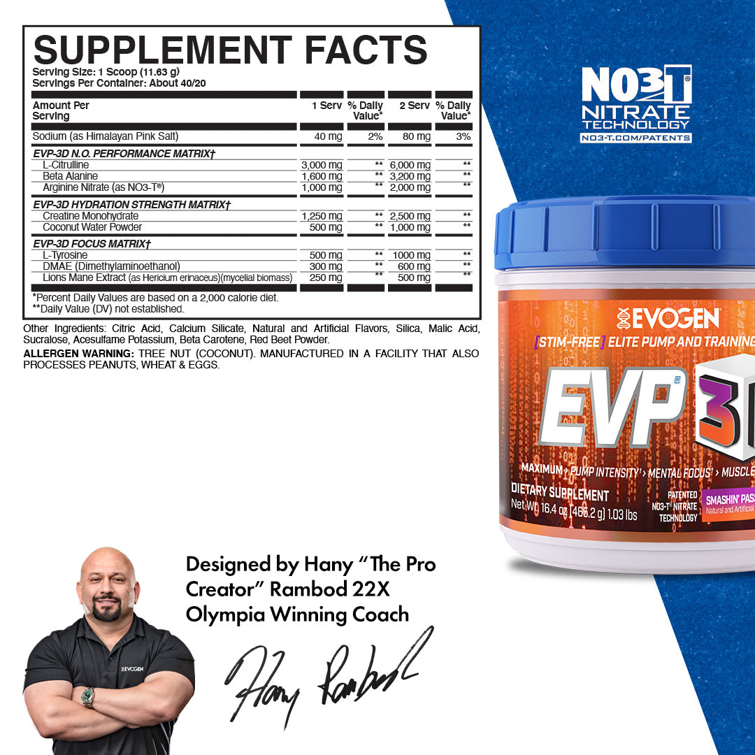 Evogen Nutrition EVP3D NonStim PreWorkout Commonwealth Nutrition