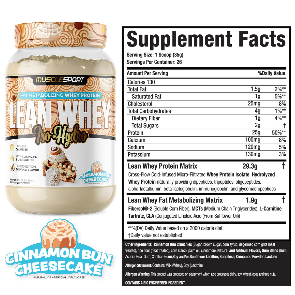 Lean Whey Iso Hydro Gourmet Protein 2LB