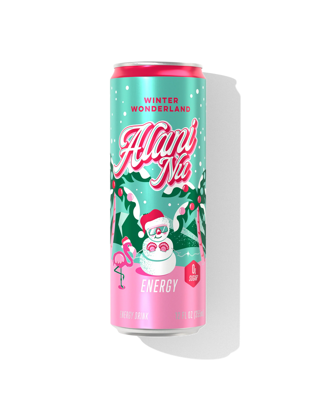 Alani Nu Winter Wonderland limited edition energy drink can with 200mg caffeine and zero sugar for seasonal fitness fuel