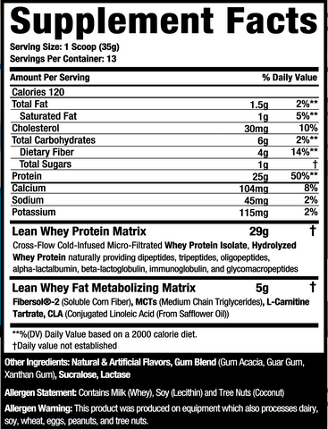 Lean Whey Iso Hyrdo Gourmet Protein 1Lb