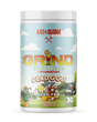 Axe & Sledge The Grind BCAA EAA hydration supplement front container in Dead Golf Guy iced tea lemonade limited edition flavor showing golf-themed label design