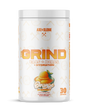Axe & Sledge The Grind BCAA EAA hydration supplement front container in Orange Sherbet flavor showing orange-themed creamy dessert label design