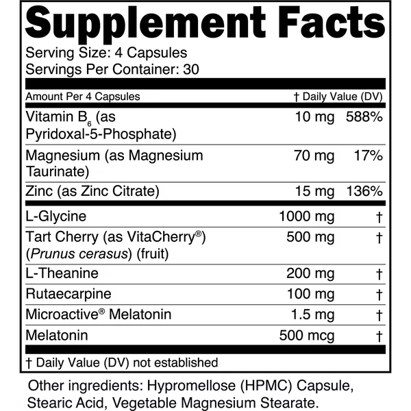 Sleep and Recover supplement facts - Commonwealth Nutrition Pittsburgh PA