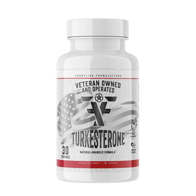Frontline Formulations Turkesterone supplement bottle - natural muscle-building and fat-burning compound.